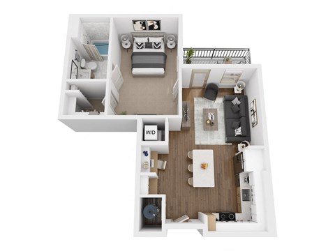 Floor plan for 1 bed, 1 bath, 710 sqft